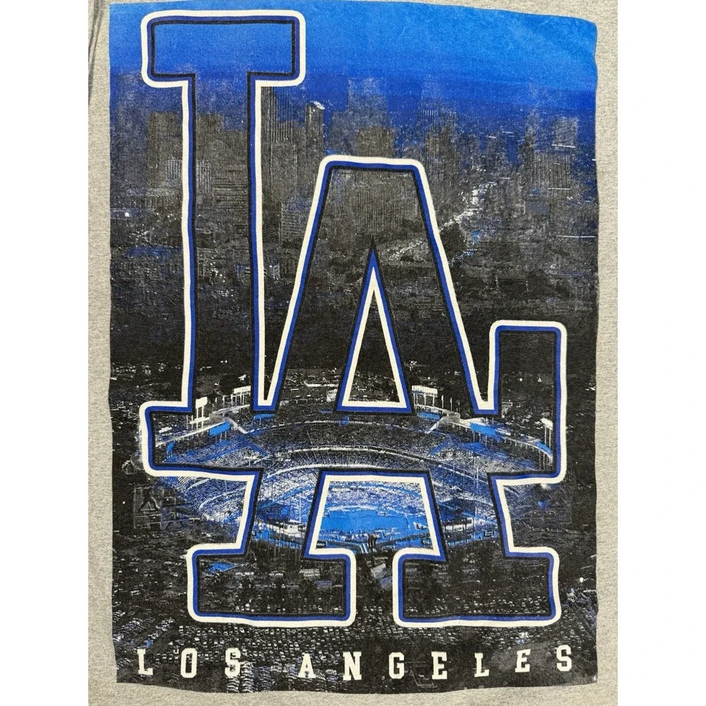 Los Angeles LA‎ Graphic T-Shirt Mens 2XL Pro Team Super Heavyweight Gray Y2K